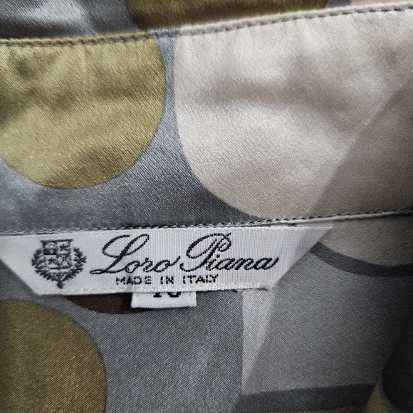 Loro Piana 100% Silk Geometric Print Quiet Luxury 40 Made in Italy Retro Chic - Picture 9 of 15